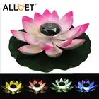 Солнечная приведенная в действие светодиодный Цветок светильник плавающий фонтан Пруд Сад Бассейн лампы реалистичные лотоса Форма светодиодный Яркий противотуманные огни лампы