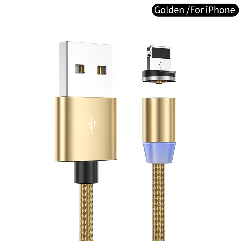 Gold for iPhone YKZ Магнитный USB кабель для huawei samsung type C type-C зарядный USB C Магнитный кабель Micro USB шнур для мобильного телефона для iPhone - Цвет: Gold for iPhone