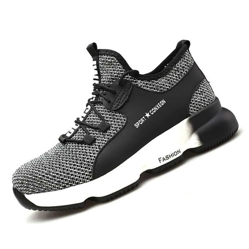 

Feverbary Breathable Sneakers Men and Women Steel Toe Cap Work Safety Shoes Puncture-Proof Boots Indestructible Shoes