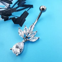 jhjt 14g belly button rings 316l stainless stee navel piercing cubic zirconia belly nombril body jewelry