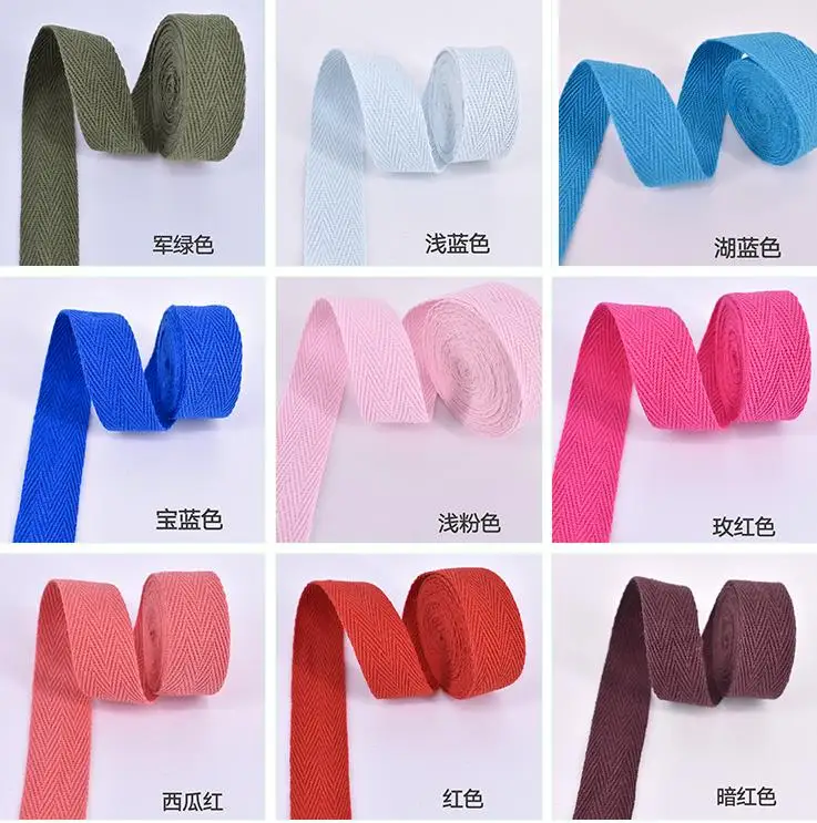 50Yard/Lot Canvas Herringbone Twill Cotton Ribbon Tape 2.5CM Webbing Bias Binding Lace Belts Straps For DIY Bag Craft Material | Дом и сад