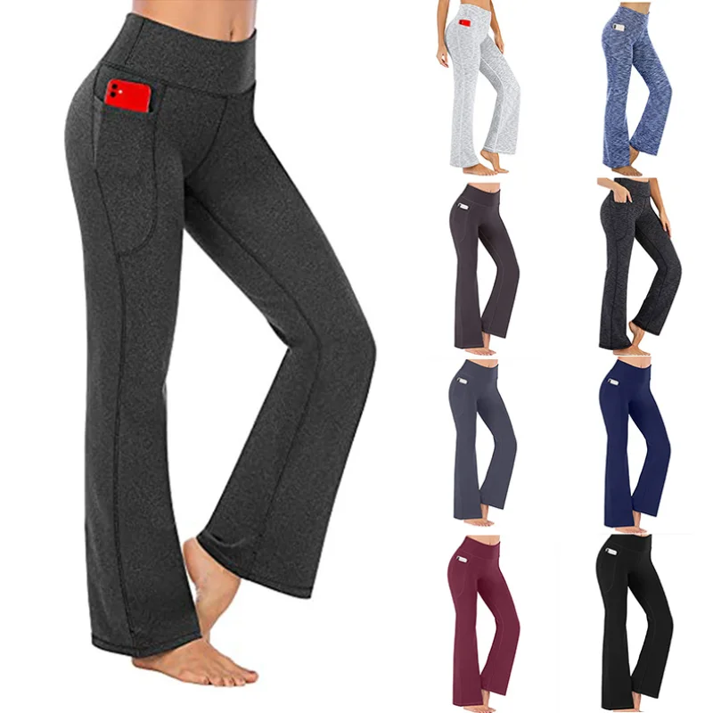 

yoga boot cut pant Yoga Pants for Women with Pockets High Waisted Workout Pants for Women Bootleg Work Pants Dress Pants