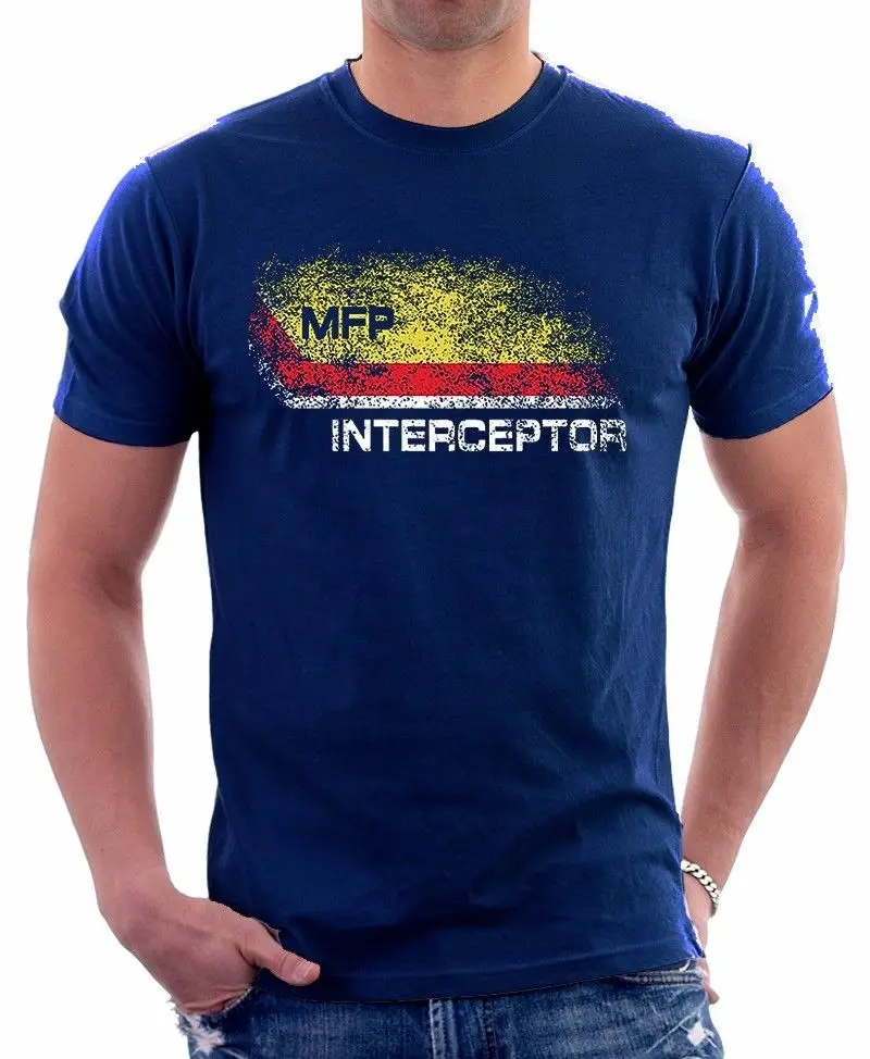 Mad Max inspired MFP Interceptor V8 погоня за автомобилем темно-синяя футболка с принтом OZ9279