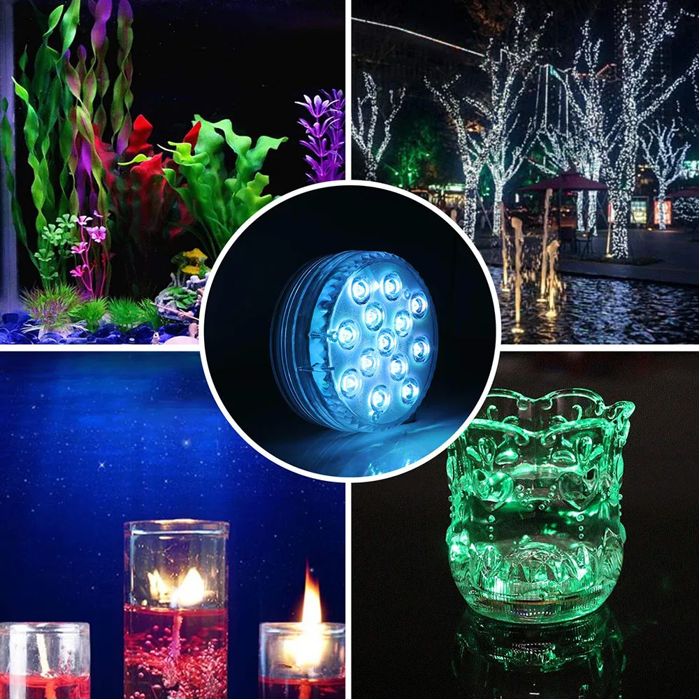 10 светодио дный LED Дистанционное управление RGB погружной свет батарея работает
