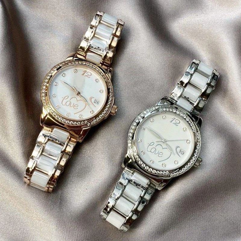 

Top Luxury Sapphire Crystal Women's Ceramic Watches Quartz Women Stainless Steel Ladies Dress Watch Female Diamond Clock 35mm