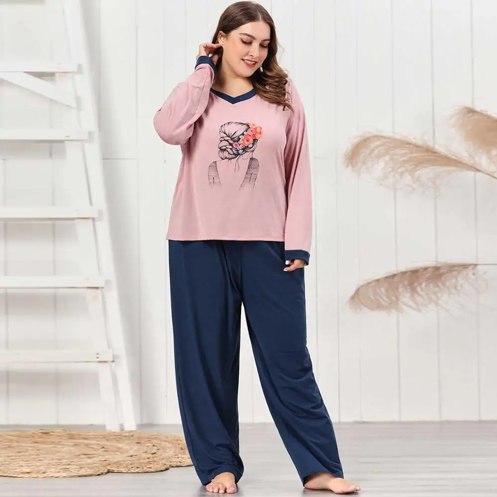 Пижамные комплекты для женщин весна осень с длинным рукавом вязаная Домашняя