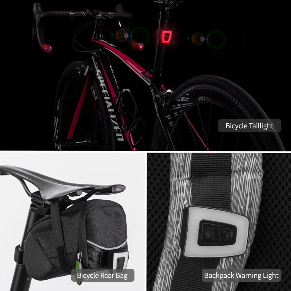 

RION Bicycle Light Helmet Taillight Lantern Bike LED Safety Night Riding Tail Light USB Rechargeable Waterproof Accessories
