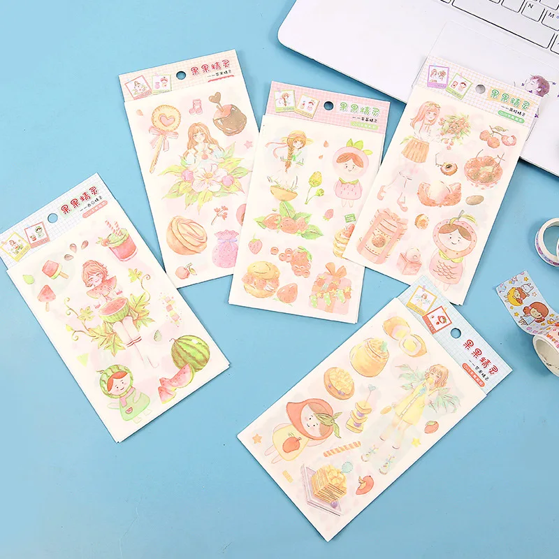 

4Pcs Ins Washi Tape DIY Label Kawaii Fruit Series Hand Account Decoration Adhesive Paper Stationery School Sticker