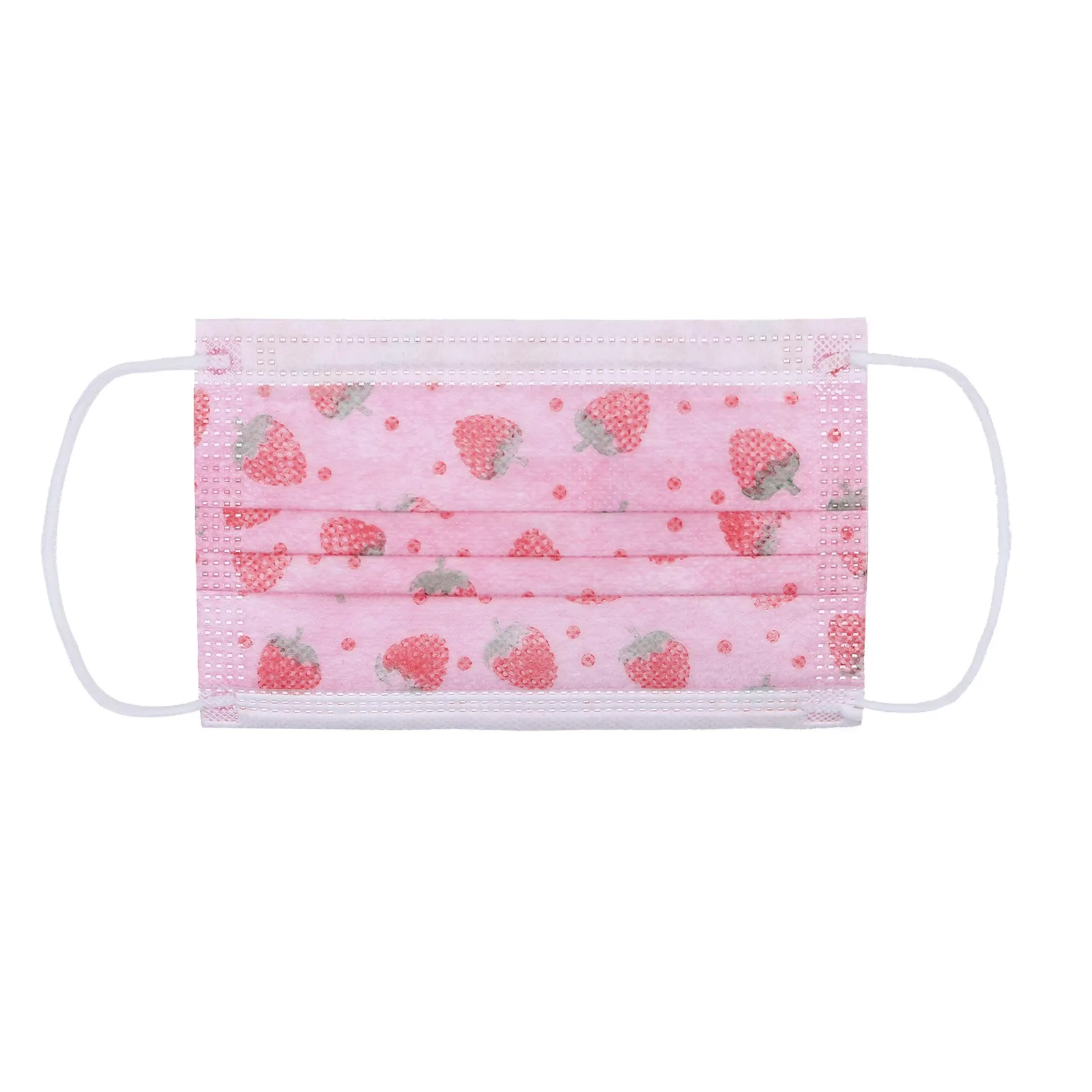В наличии! Маска детская одноразовая Нетканая трехслойная с рисунком клубники