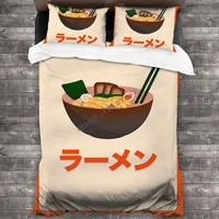 aesthetic ramen design with japanese characters bedding set duvet cover pillowcases comforter bedding sets bedclothes