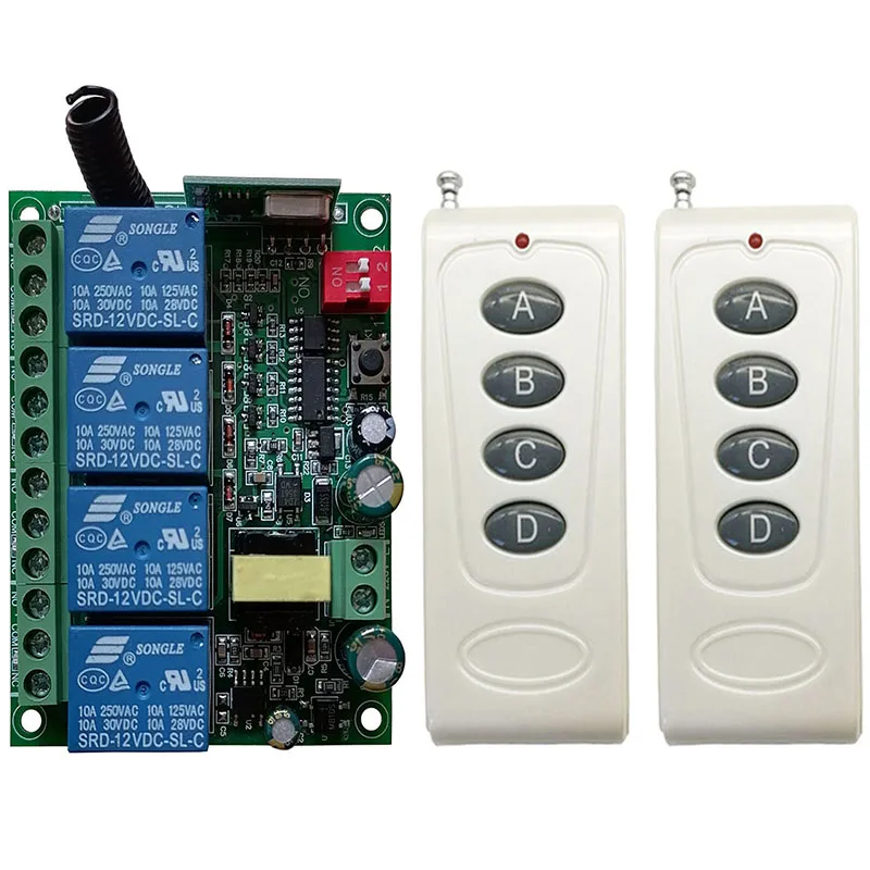 

500m Remote Control Switches AC110V 220V 230V 4CH Relay Receiver + Transmitter Power Switch 315/433MHZ Learning Code Receiver