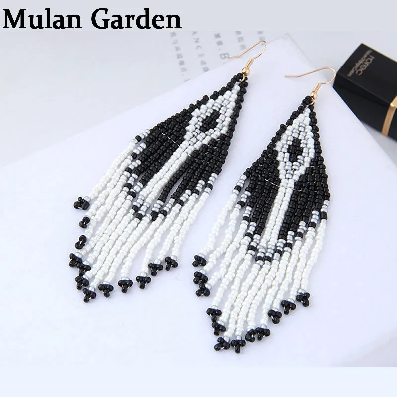 M & G 4 цвета в стиле бохо длинные кисточки серьги новая личность ручной работы из