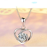 2021new necklace rhinestone one carat love pendant new design rotating heart necklace women fashion shiny clavicle chain jewelry