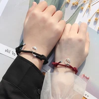 new fashion 2pcs simple lovers matching friendship bracelet rope braided couple magnetic distance bracelet lover jewelry