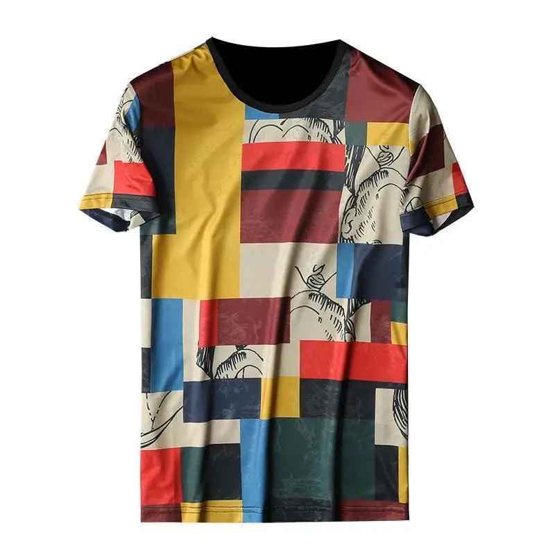 

Oversized T-shirt Thin Fashion Printing Fashion Round Neck Short Sleeve T-shirt Men's 2021 Summer New Sleeve Style Pattern Type