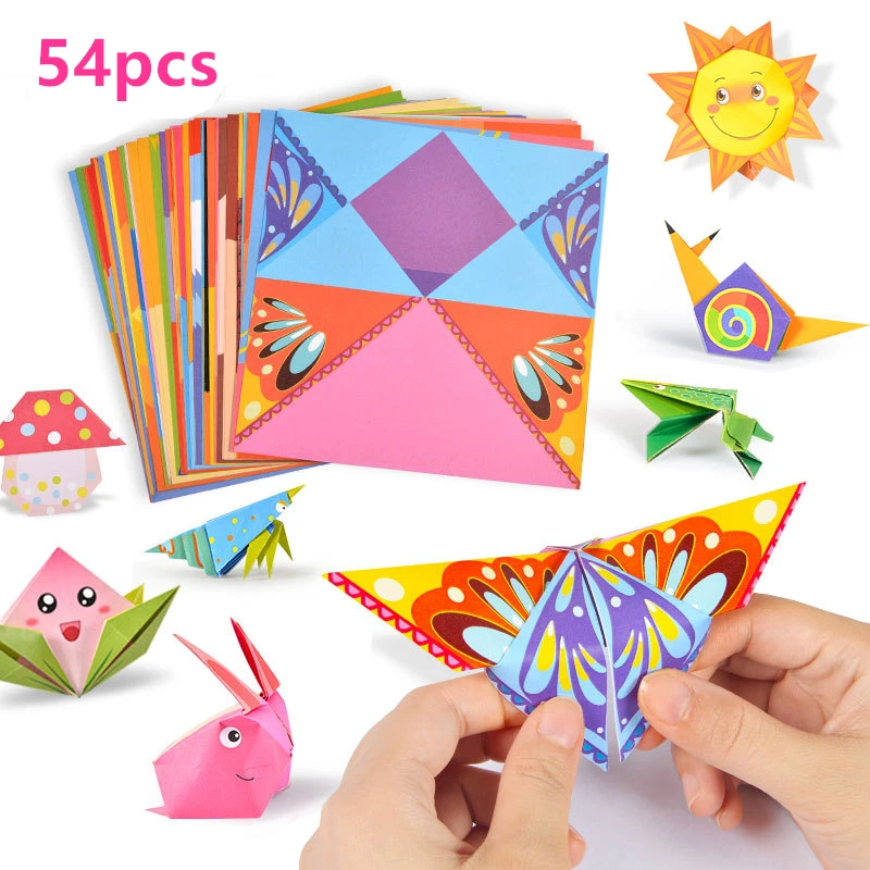 54pcs/set Cartoon Pattern Home Origami Kingergarden Art Craft DIY Educational Toy Paper Double Sided Creativity Toys for Kids images - 3