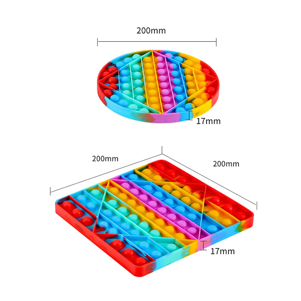

Large Size 20*20*1.7cm Rainbow Push Bubble Toy Silicone Large Push Bubble Fidget Toys Relaxing Stress Relief Puzzle Toy