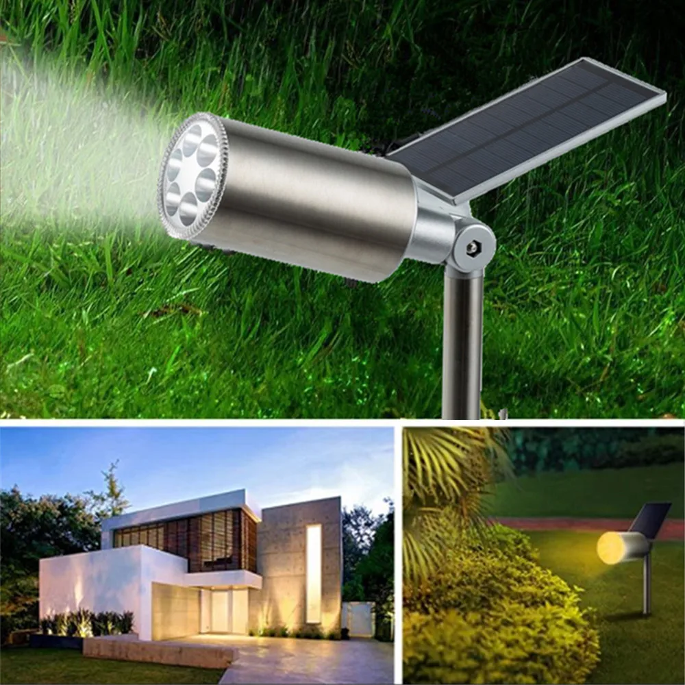

Solar Powered LED Lamp Adjustable Spotlight IP65 Waterproof Landscape Spot Wall Light Outdoor Lighting Spike Light for Garden