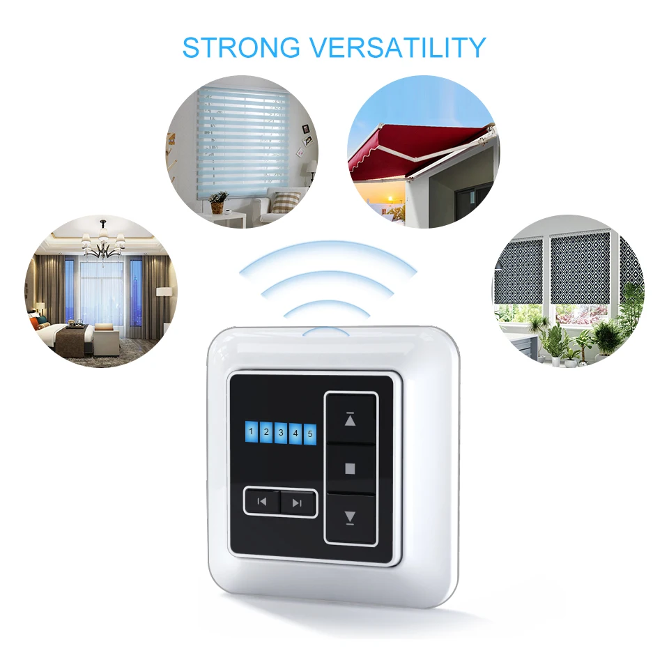 

A-OK 433.92mhz Rf Remote Control 1CH 2CH 5CH Emitter Wall Switch For Curtain Shutter Projector Garage Gate Door Automation