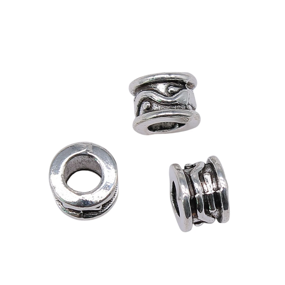 WYSIWYG 10 шт. Выгравированные большие отверстия бусины космические бусины античное серебро Цвет DIY ювелирные изделия Аксессуары 8x8x6 мм