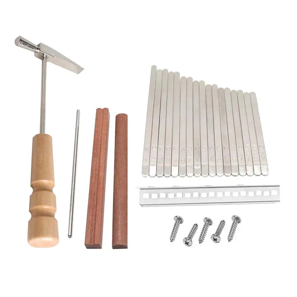 

17 Keys Kalimba DIY Keys Bridge Kit with Tuning Hammer for DIY Kalimba Mbira Thumb Piano Repairing Parts