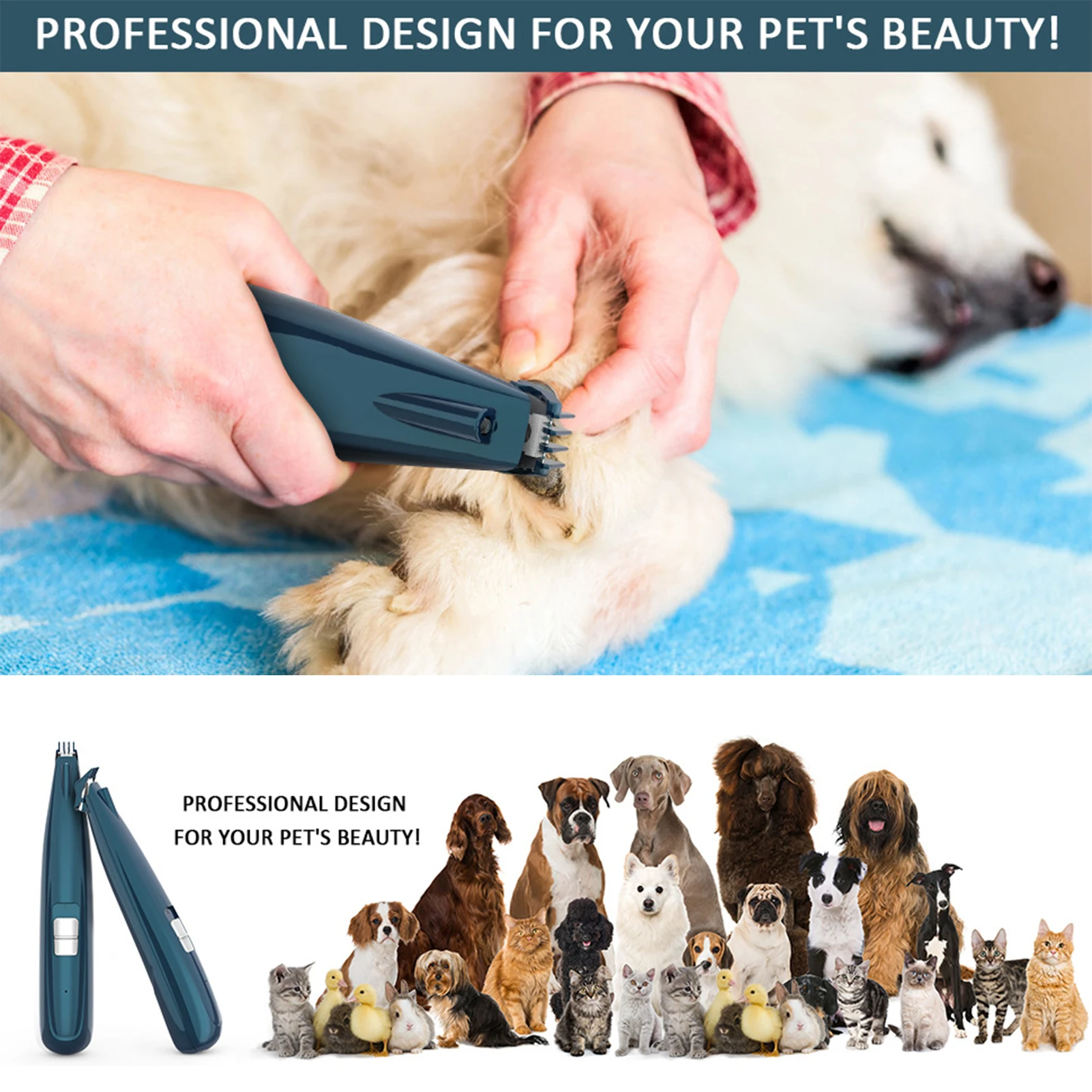 

Dog Clippers Professional Pet Foot Hair Trimmer Dog Growing Clipper USB Rechargeable Butt Ear Eyes Hair Cutter Remover Low-noise