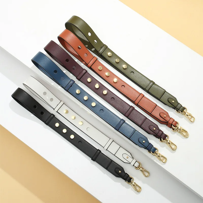 Genuine Leather Wide Shoulder Bag Strap Adjustable Snap Design 90cm-110cm Fashion Luxury Women Bag Handles Belts Accessories