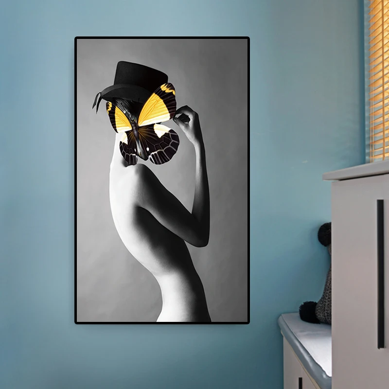 Абстрактная обнаженная женская живопись в виде бабочки сексуальная девушка