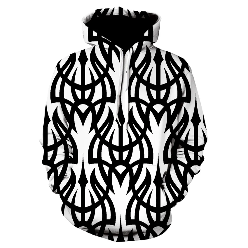 

New fashion men's and women's hoodie winter 3D printing skull black and white pattern sweatshirt casual hooded pullover S-5XL