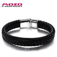 fashion simple male black leather rope chain bracelets classic magnetic buckle men party jewelry accessories ps894