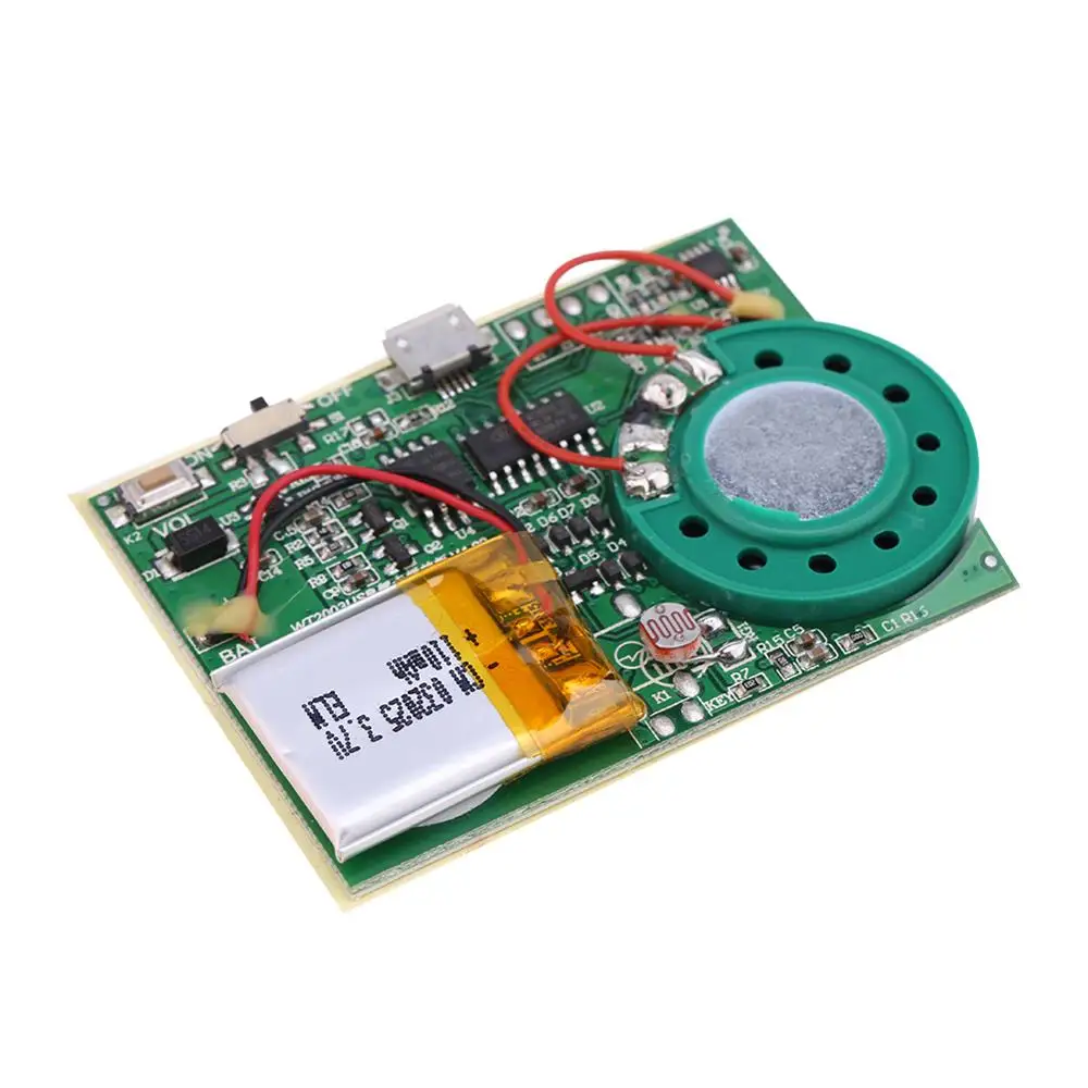 USB Music Sound Voice Recording Module Chip 1W with Rechargeable Lithium Battery for Greeting Card DIY | Электроника