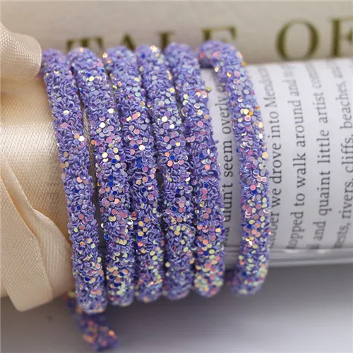 Light purple 6 мм красочные мягкие трубки шнур Gillter блесток Веревка DIY ремесла для сумки одежды вечерние украшения заколки украшения 1 метр - Color: Light purple
