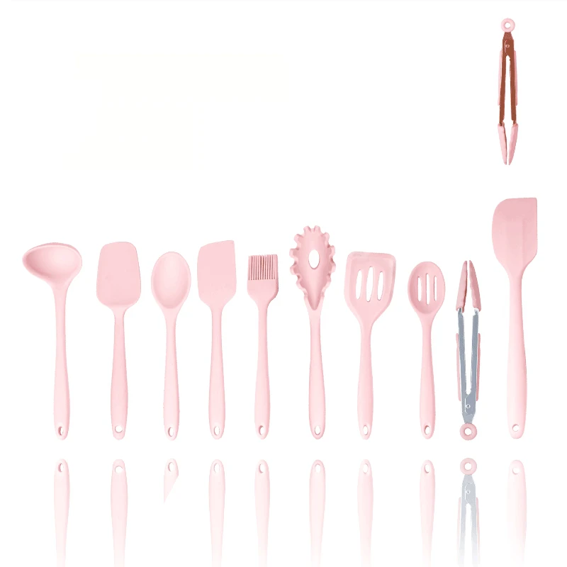 

10pcs Silicone kitchenware Kitchen cooking set Non-stick silicone kitchen utensils Shovel spoon Scraper Food clip Kitchen tool