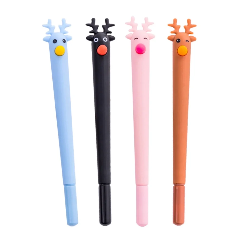 

12pcs Deer Pens Fine Point Rollerball Pens 0.5mm Black Ink Pen Office Supplies Students Stationery (Random Style)