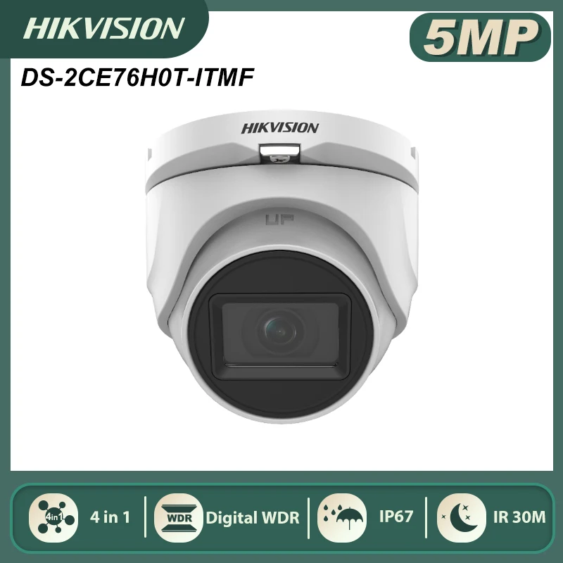 

Hikvision Original DS-2CE76H0T-ITMF 5MP Fixed Turret Camera 4 in 1 (4 signals switchable TVI/AHD/CVI/CVBS) IR 30M