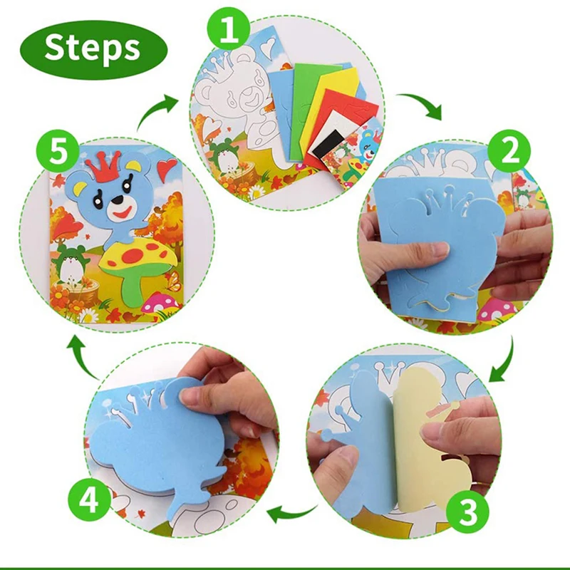 10Pcs 3D DIY EVA Foam Stickers Puzzle Games Cartoon Animal Learning Education Toys For Children Kids Gifts Art Craft Toy Sticker | Игрушки и