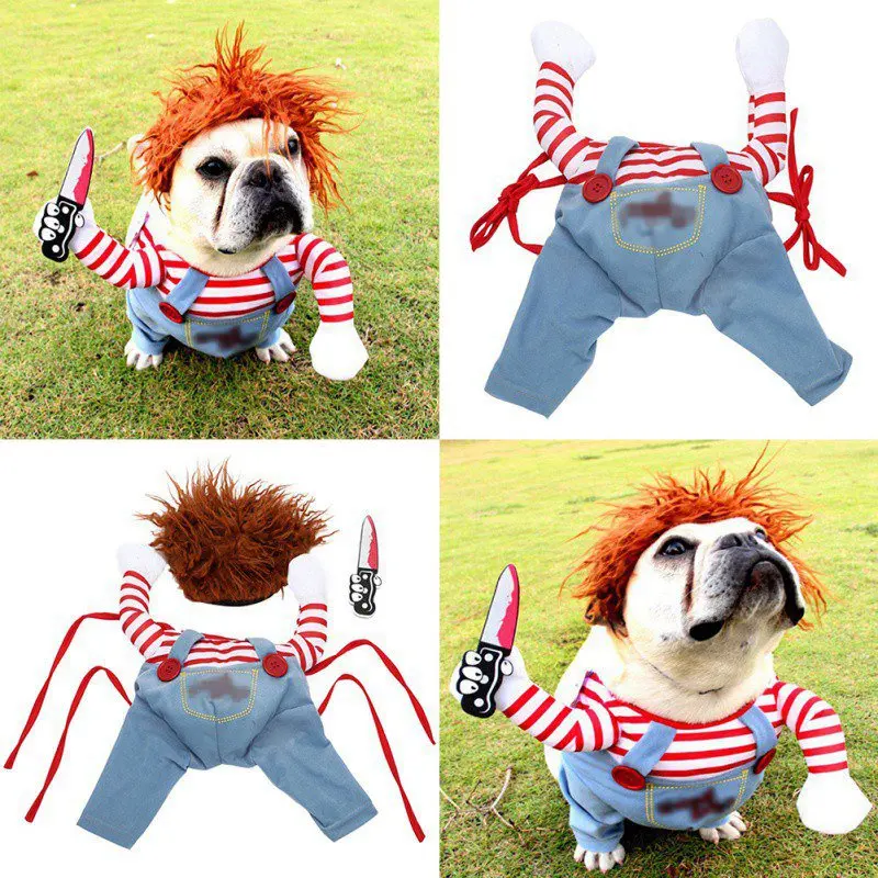 

Halloween Pet Dog Cat Funny Clothes Cosplay Costumes Set Christmas Novelty Outfits With Wig Set Pet Dog Festival Party Clothing