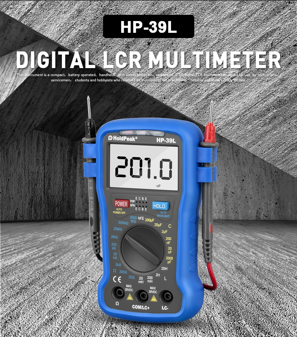 HoldPeak HP 39L Подсветка ЖК дисплей цифровой измеритель иммитанса сопротивления