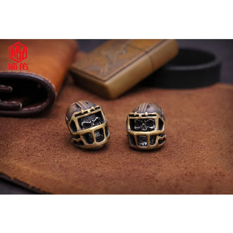 1PC Skull Rugby Hat Football cap Reteo Bronze Tibetan Silver EDC Paracord Beads Umbrella Rope Cord Lanyard Pendants Knife Beads