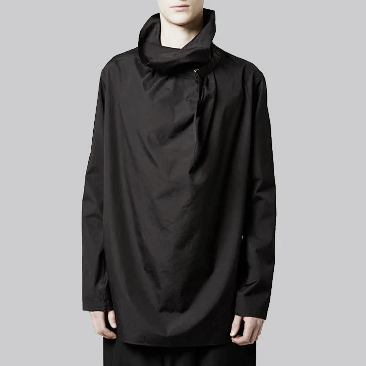 Рубашка пуловер с длинным рукавом и высоким воротником|Повседневные рубашки| |