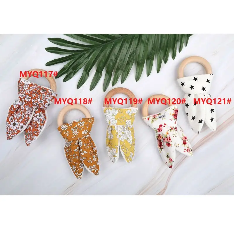 

Baby Teether Beech Wooden Ring Teething Rattles Chew Play Gym Montessori Toy