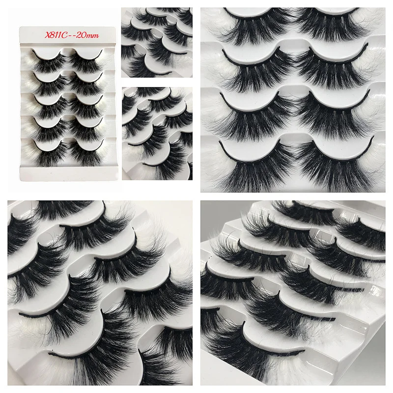 5 пар 3D искусственная норка Омбре цвет ed ресницы для куклы искусственные цветные