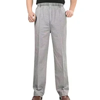soft classic high waist deep crotch men trousers breathable pants thin for daily wear