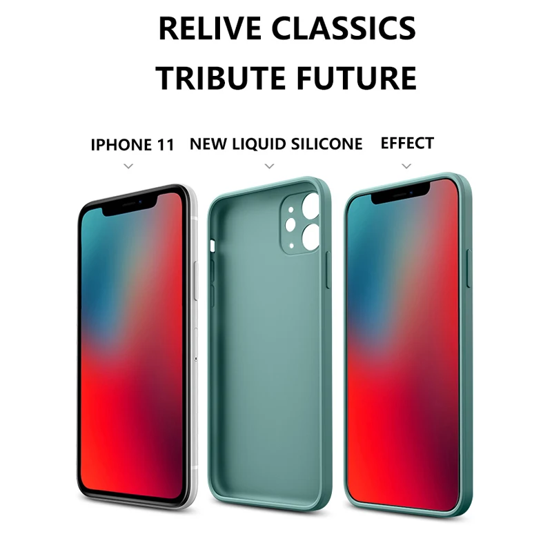 Оправа прямоугольной формы из жидкого силикона для IPhone 12 11 Pro Max XS iPhoneXR 7 8 Plus 6S