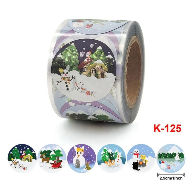 

F1CA 250 шт. круглые блестящие рождественские этикетки, наклейки, подаропосылка, Декор, Крафт, канцелярские принадлежности, клейкая бумага для ...