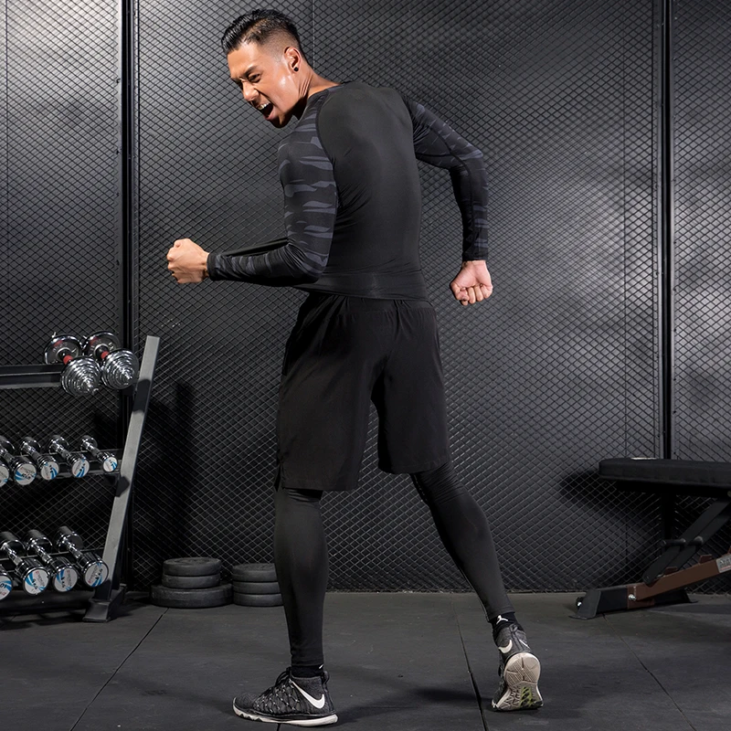 FANNAI мужская спортивная футболка с длинным рукавом для бега быстросохнущая