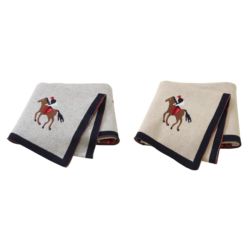 

Knitted Baby Cartoon Horse Blankets Newborn Bedsheet Stroller Accessories Kids Bath Swaddle Wrap Infantil Bedding