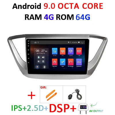 Ips DSP 4 Гб ОЗУ 64 Гб ПЗУ Android 9,0 Автомобильный gps для hyundai Verna Solaris Мультимедиа Навигация Радио стерео без DVD плеера - Цвет: 9.0 4G 64DSP AVOUT