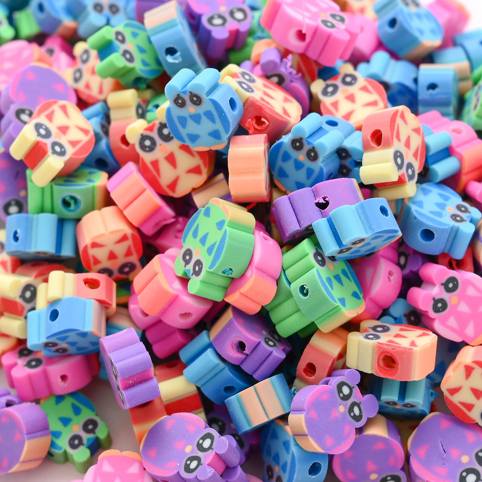 Colored Owl Polymer Clay Spacer Accessories Chips Loose Beads For DIY Bracelet Handicrafts Jewelry Making 10mm