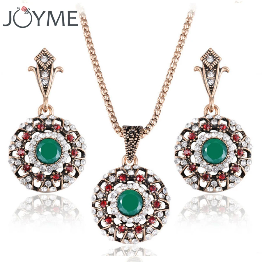 Винтажный Хрустальный набор турецких украшений женские Серьги Ожерелье